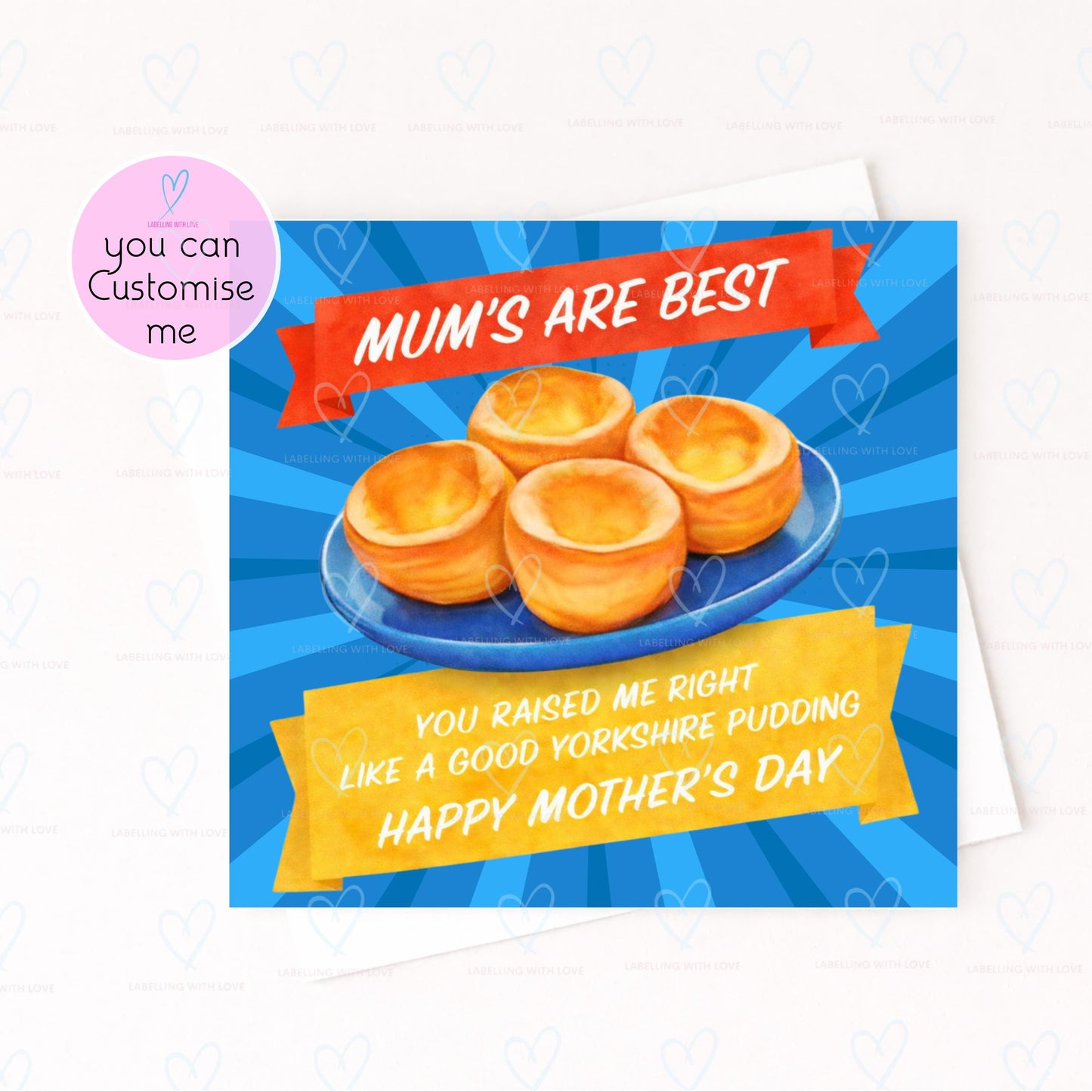 Funny Mothers Day Card – British Humour Mothers Day Card – Food Pun Mum Card – You Raised Me Right Like Yorkshire Pudding