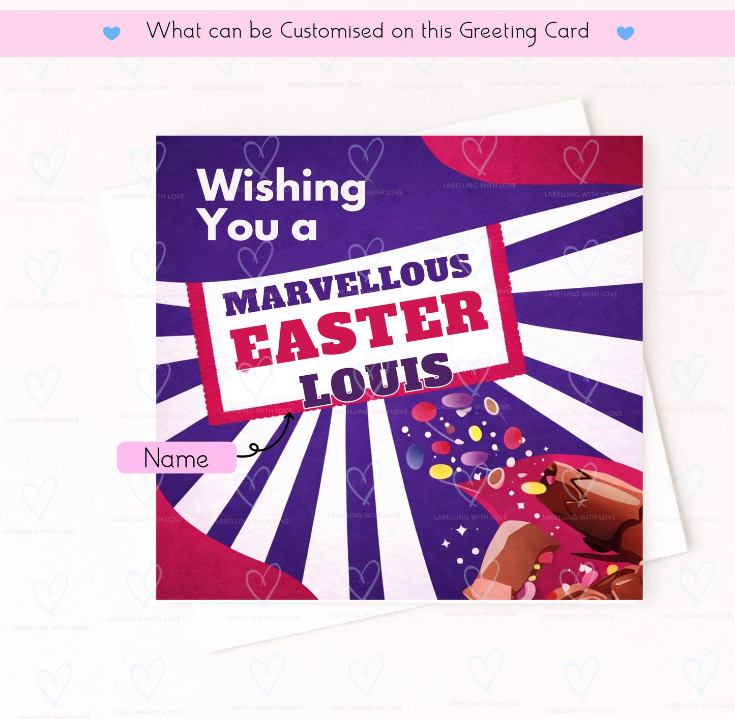 Personalised Easter Card, Funny Easter Card, Bold Easter Card, Custom Name Easter Card, Chocolate Easter Card, Unique Easter Greeting