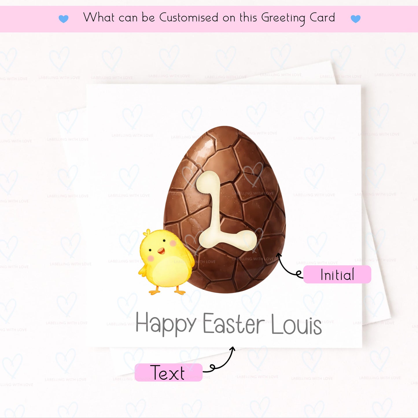 Personalised Easter Card with Initial Egg | Custom Name Easter Card | Cute Chick Easter Card | Kids Easter Card | Easter Card for Baby