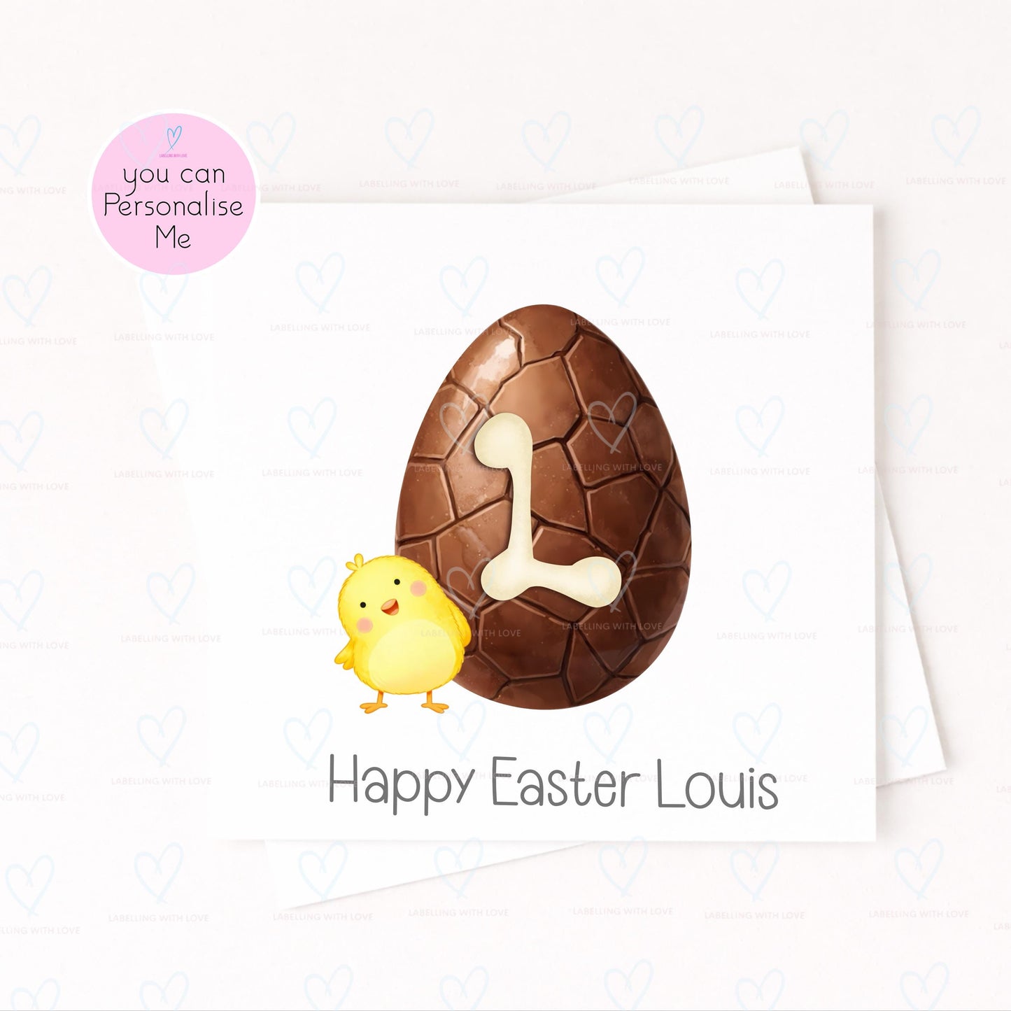 Personalised Easter Card with Initial Egg | Custom Name Easter Card | Cute Chick Easter Card | Kids Easter Card | Easter Card for Baby