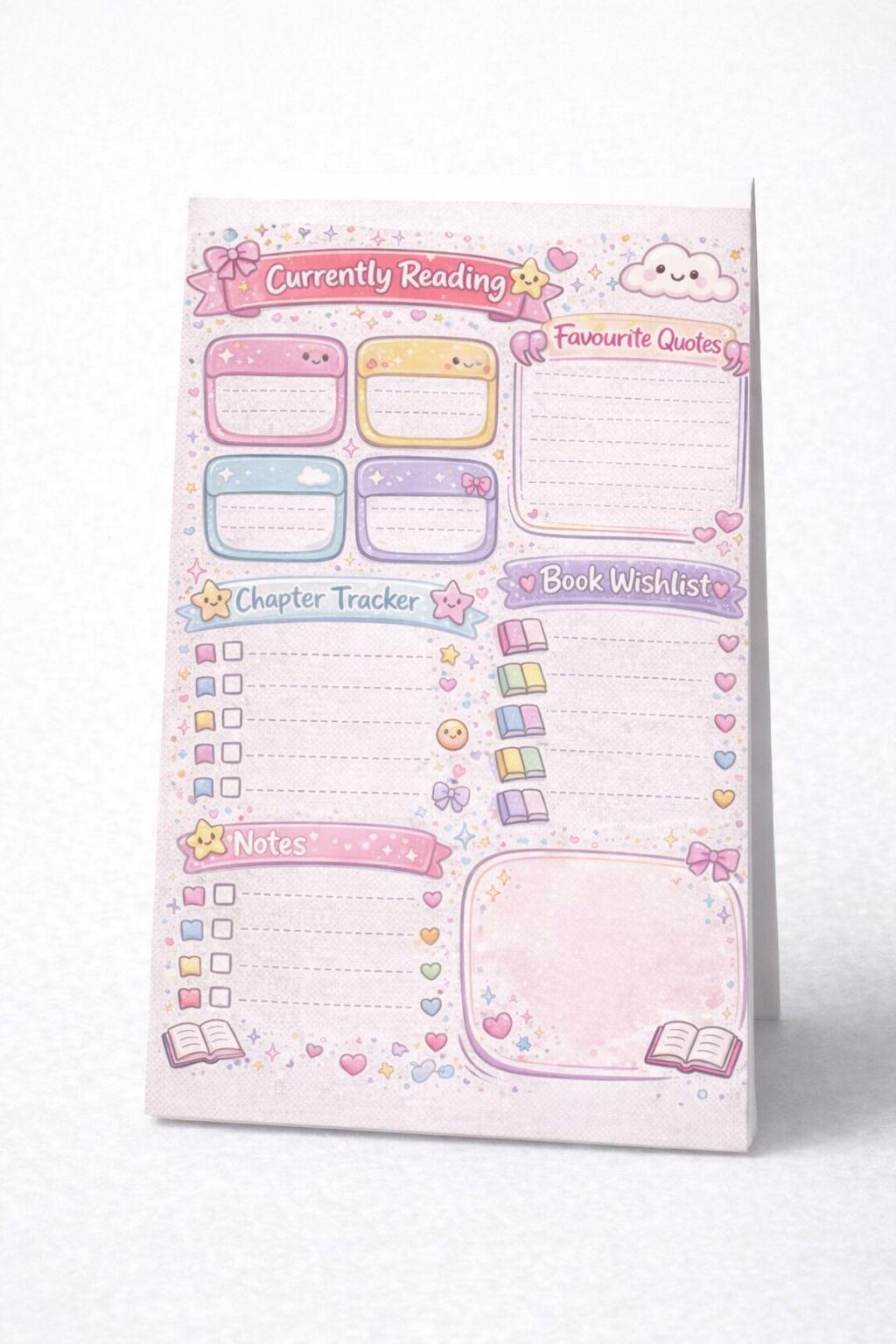Reading Tracker Notepad A5 | Tear Off Book Log Planner | Chapter Tracker Wishlist | Book Lover Gift | Cute Stationery Pad