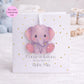 Personalised New Baby Card with Detachable Keepsake, Baby Elephant Card, New Baby Gift, Custom Baby Name Card, Baby Shower Card UK