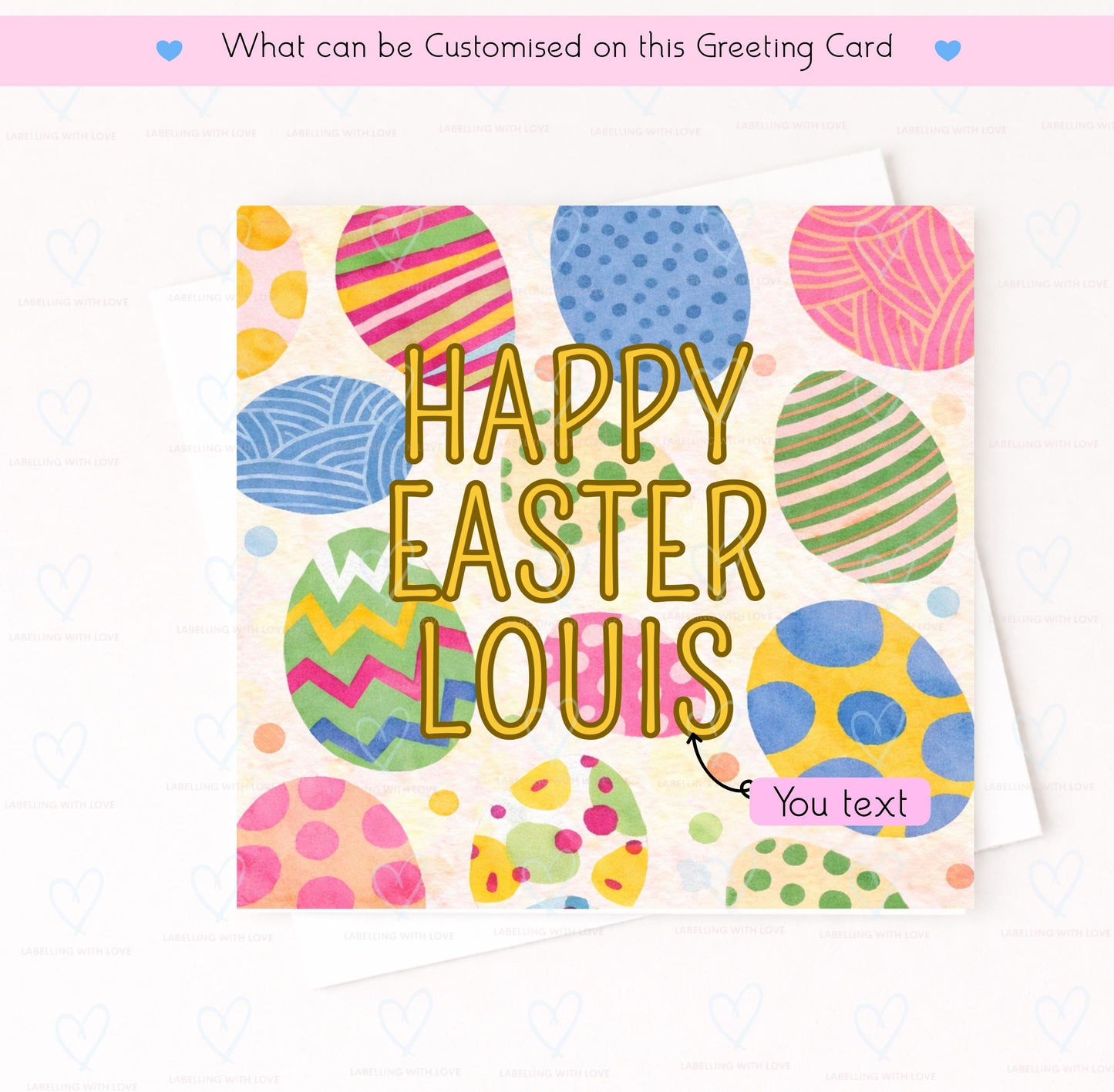 Personalised Easter Card, Custom Name Easter Card, Happy Easter Card, Kids Easter Card, Easter Egg Card, Personalised Greeting Card