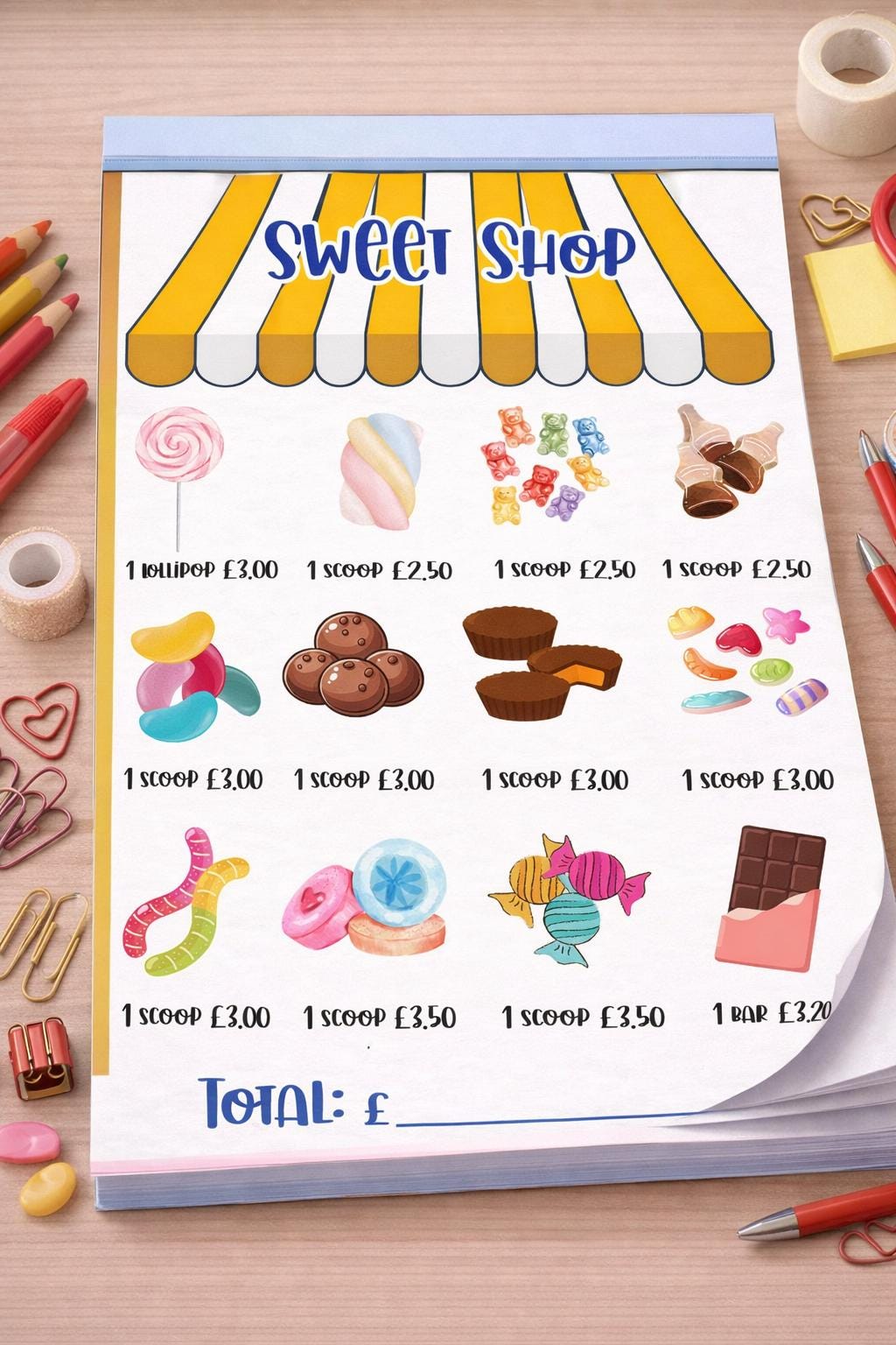 Pretend Play Tear Off Notepads for Kids | Role Play Shop, School, Hairdresser | Children's Imaginative Play | Printable Notepad Set