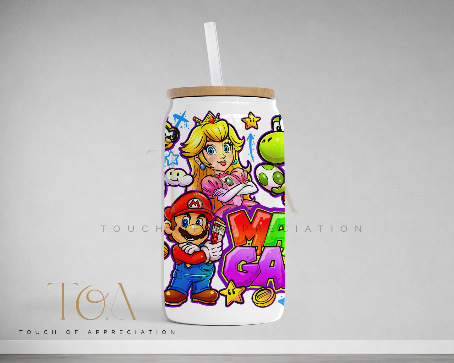 Retro Gaming (mario) Inspired Libby Can/Glass Can