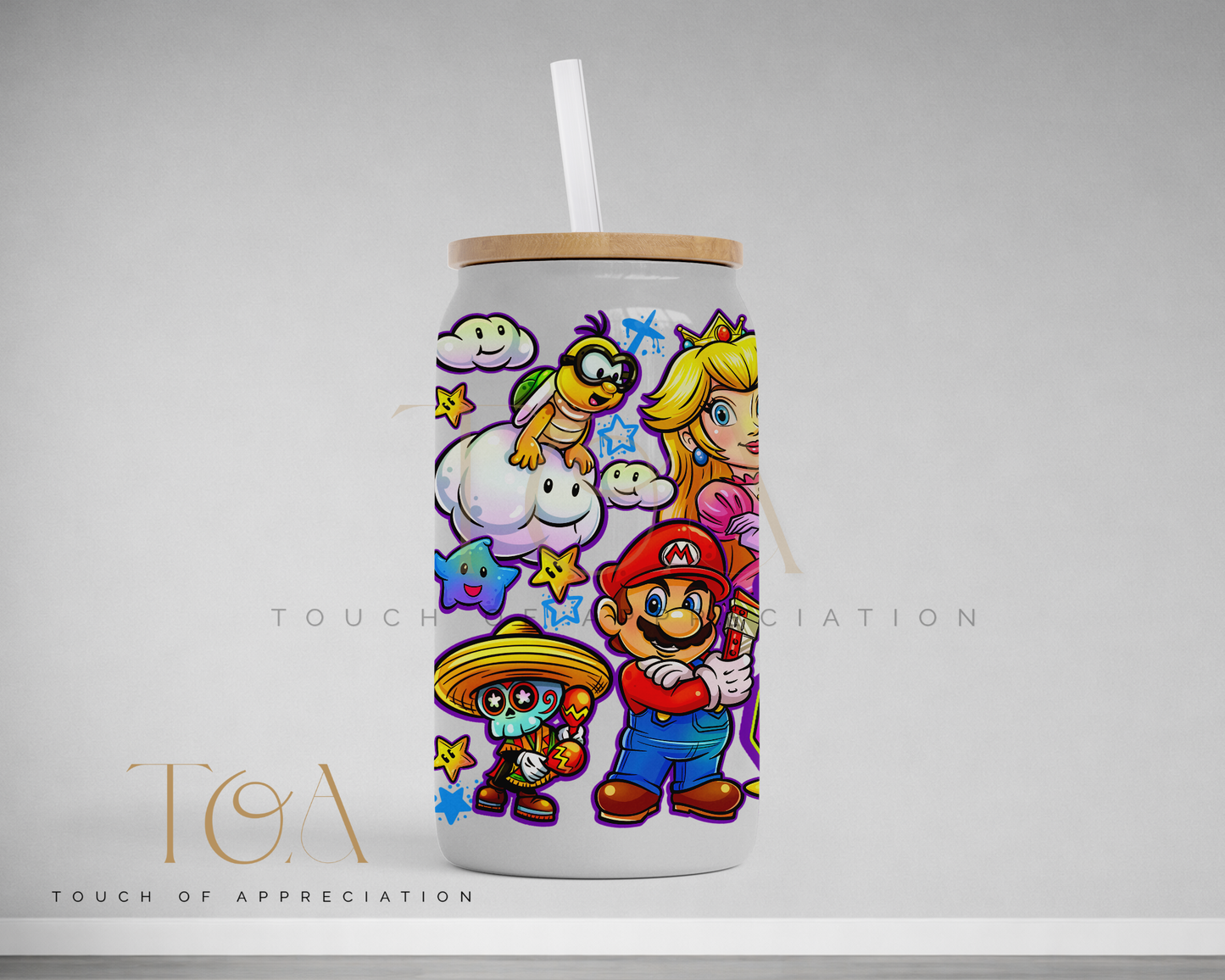 Retro Gaming (mario) Inspired Libby Can/Glass Can
