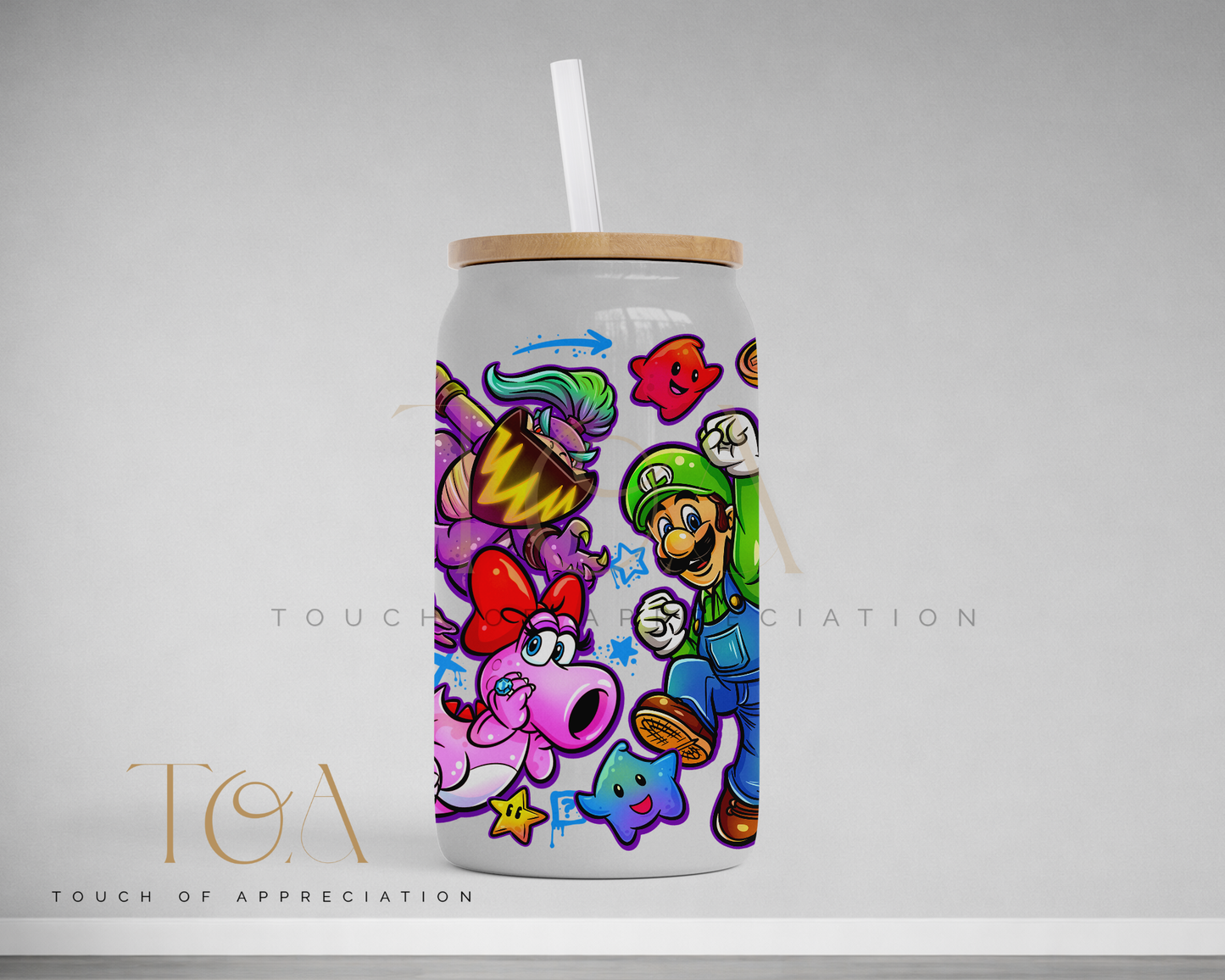 Retro Gaming (mario) Inspired Libby Can/Glass Can