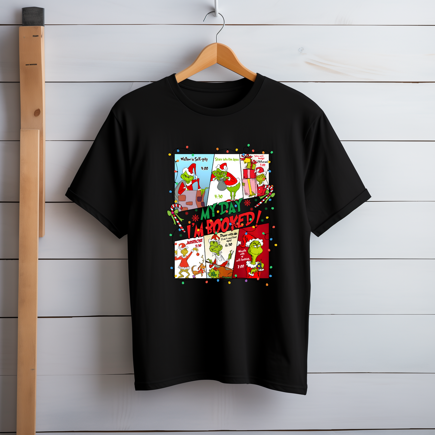 Grinhc, My Day I'm Booked Christmas T-Shirt | Funny Holiday Reading Shirt | Book Lover Christmas Tee | Festive Reader Gift | Christmas Bookworm Top