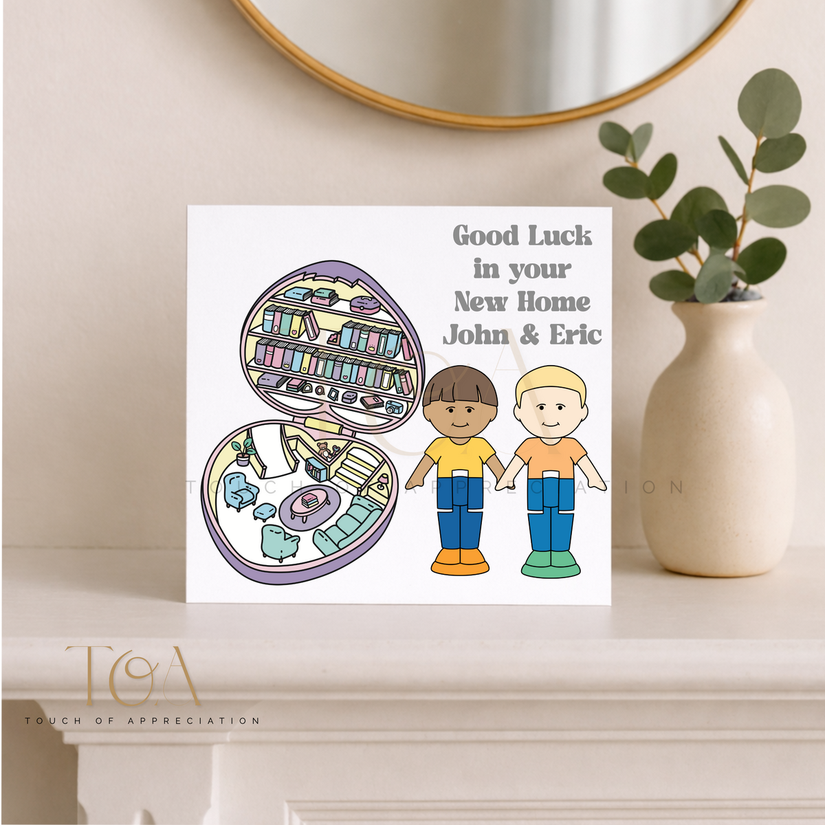 Personalised Retro New Home Card – Custom Family House Card
