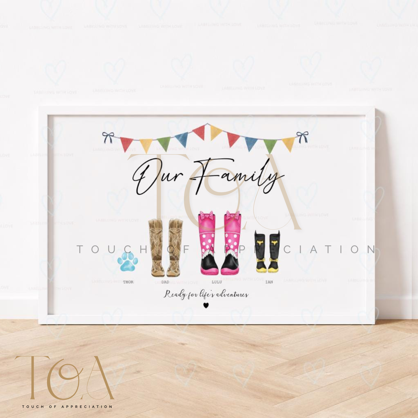 Personalised Character Family Welly Boot Print
