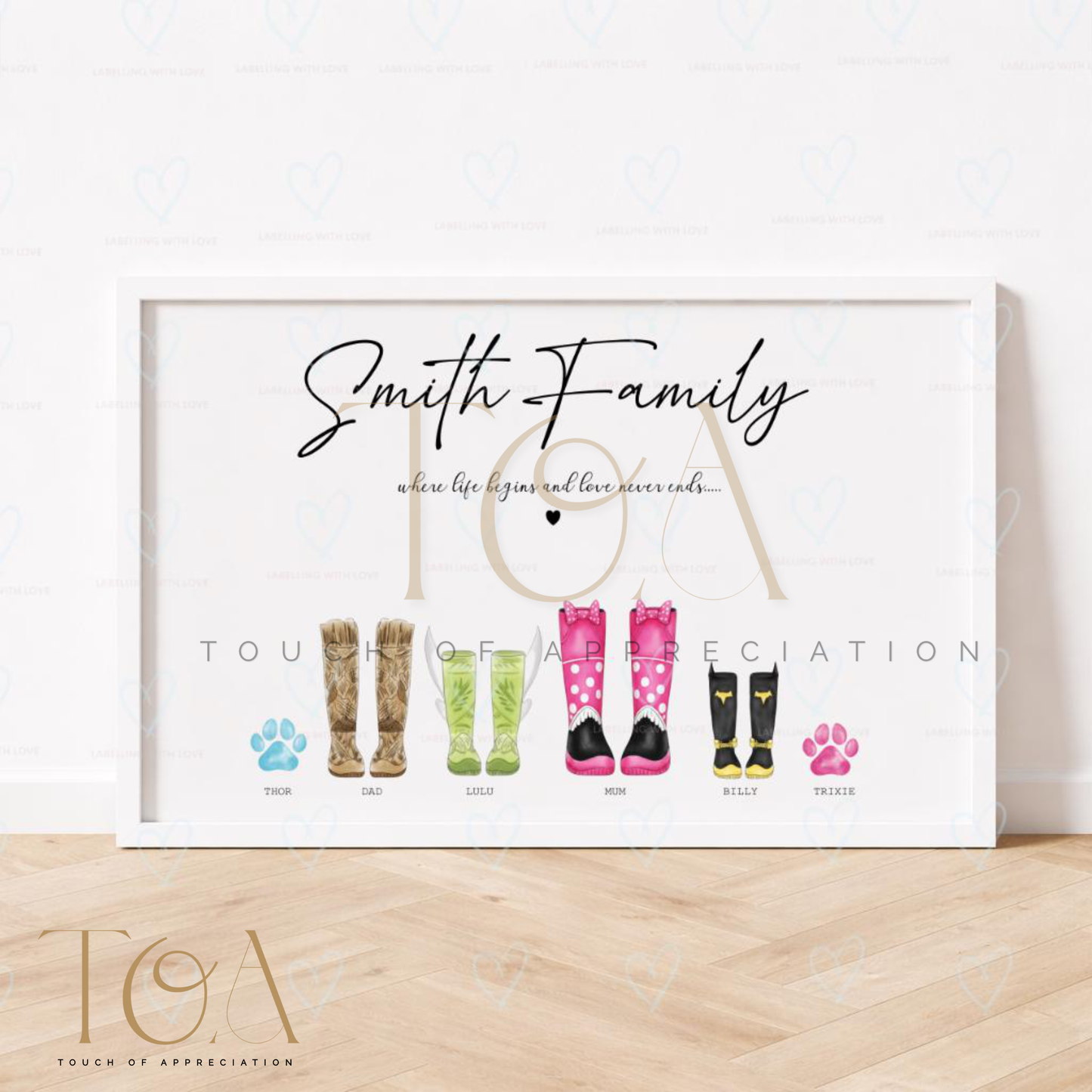 Personalised Character Family Welly Boot Print