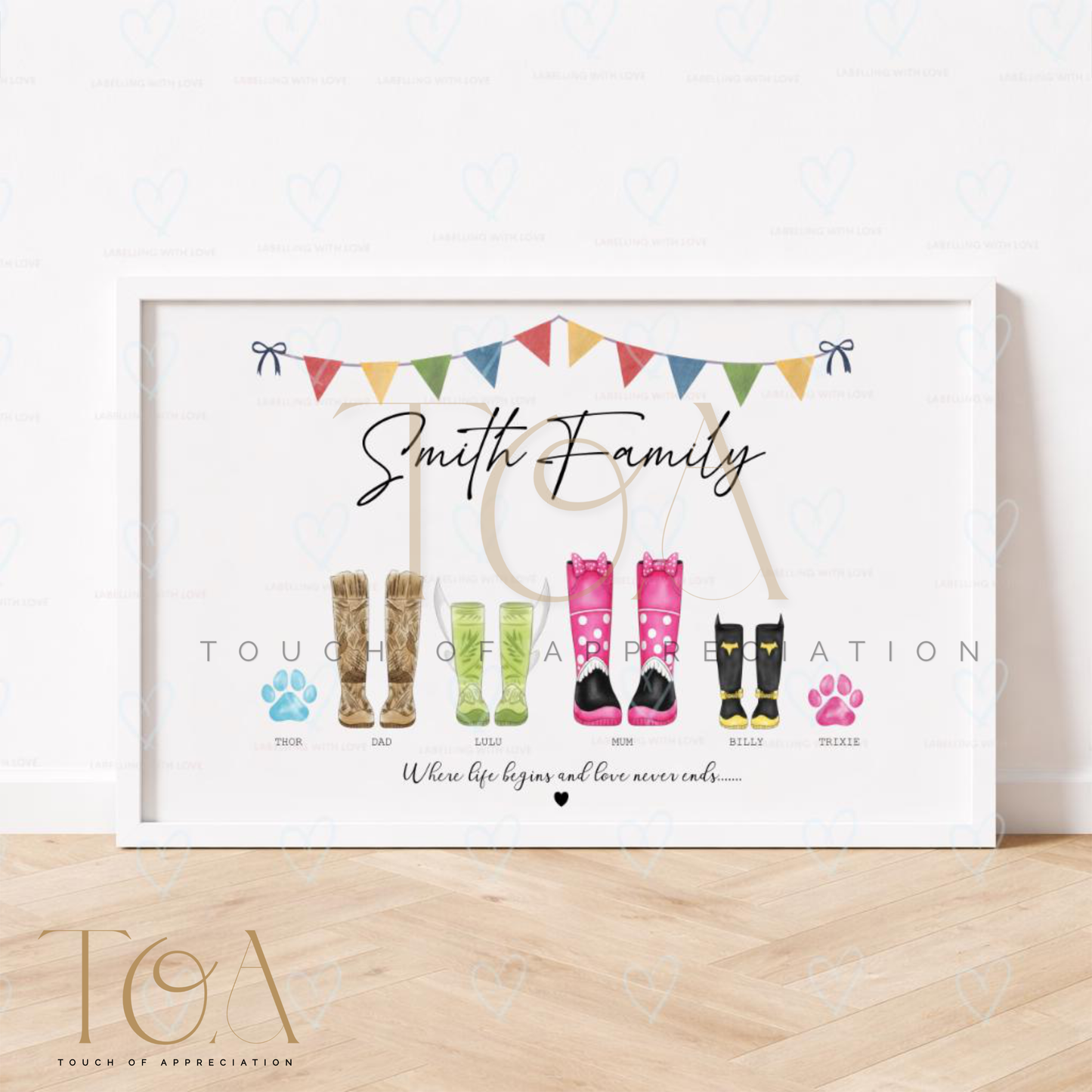 Personalised Character Family Welly Boot Print