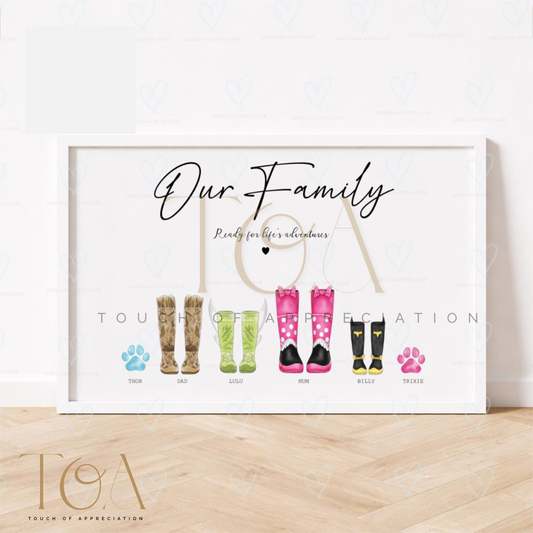Personalised Character Family Welly Boot Print