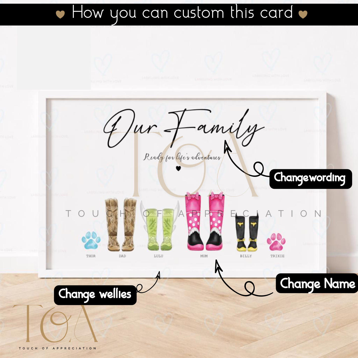 Personalised Character Family Welly Boot Print