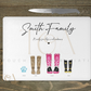 Personalised Family Welly Boot Glass Chopping Board